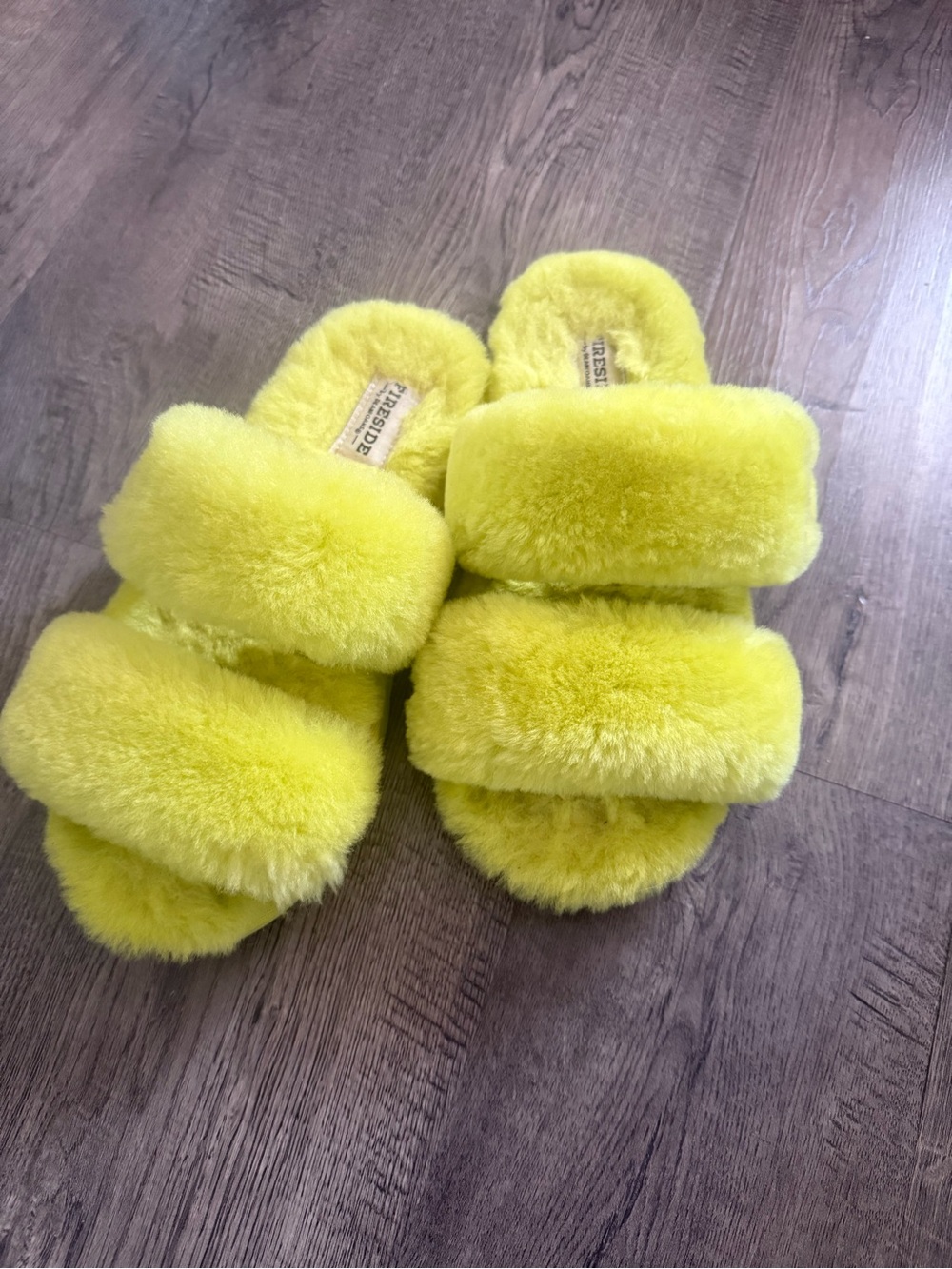 Plush Double-Band Yellow Women's Slide Slippers